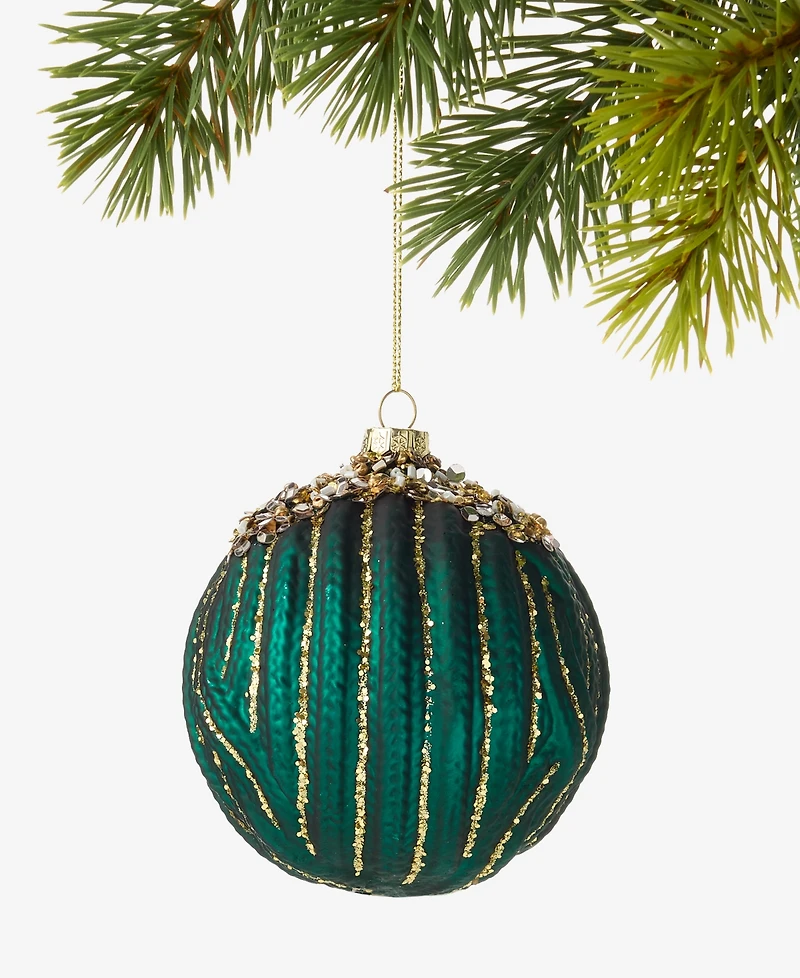 Holiday Lane Holiday Toile Embellished Ball Ornament, Macy's Exclusive