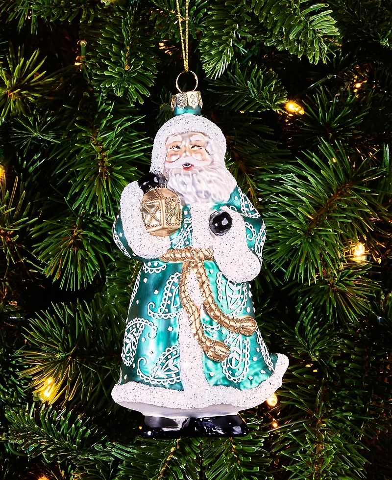 Holiday Lane Holiday Toile Santa with Coat and Lantern Ornament, Macy's Exclusive