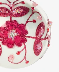 Holiday Lane Holiday Toile Floral Pattern Ball Ornament, Macy's Exclusive