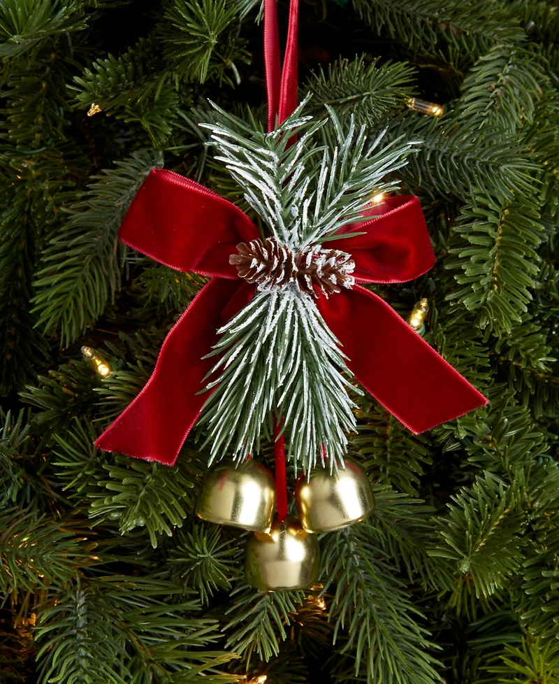 Holiday Lane Holiday Toile Bells with Needle Leaf and Bow Ornament, Macy's Exclusive
