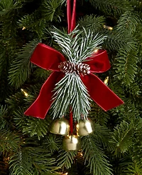 Holiday Lane Holiday Toile Bells with Needle Leaf and Bow Ornament, Macy's Exclusive