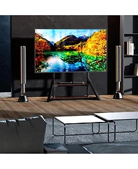 Unho Heavy Duty Low Profile Tv Stand for 65-100 Inch TVs, Solid Wood, Adjustable Feet,Max Vesa 800x600mm