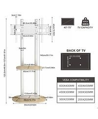 Unho Rolling Tv Stand with Mount for Living Room Bedroom 40-75 inch TVs,Max Vesa 600400mm