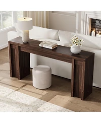 homfan Extra Long Narrow Console Table, Farmhouse Sofa Table for Entryway or Behind Couch, Engineered Wood Hallway Accent