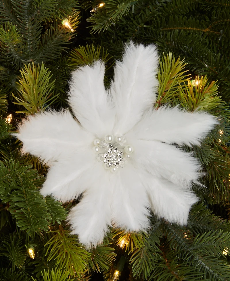 Holiday Lane Iced Delight Soft Poinsettia Clip Ornament, Macy's Exclusive