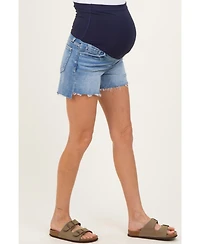 Pinkblush Maternity Blue Distressed Frayed Hem Jean Shorts
