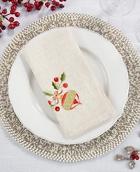 Saro Lifestyle Embroidered Ornament Design Christmas Napkins, Set of 4