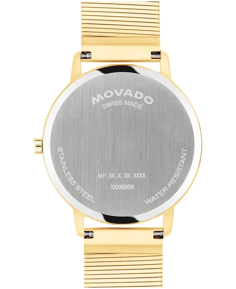 Movado Unisex Movado Face Swiss Quartz Ionic Plated Light Yellow Gold Steel Watch 41mm