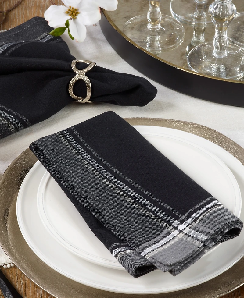Saro Lifestyle Striped Border Table Napkins, Set of 4