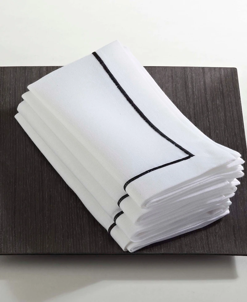 Saro Lifestyle Embroidered Line Design Napkins, Set of 4