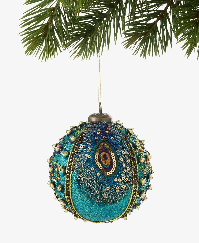 Holiday Lane Peacock Embellished Ball Ornament, Macy's Exclusive