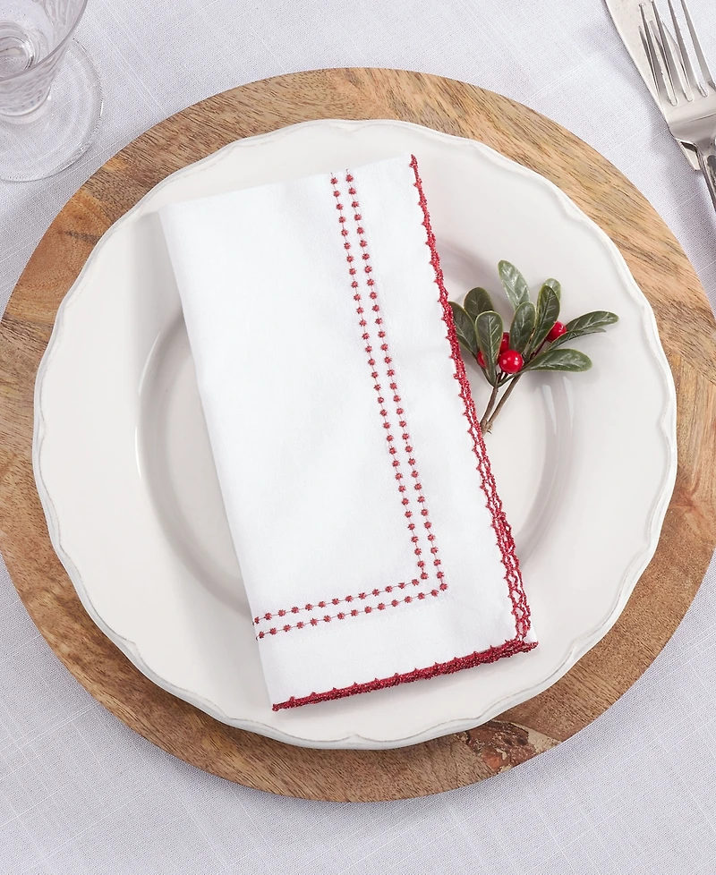 Saro Lifestyle Embroidered Border Table Napkins, Set of 4