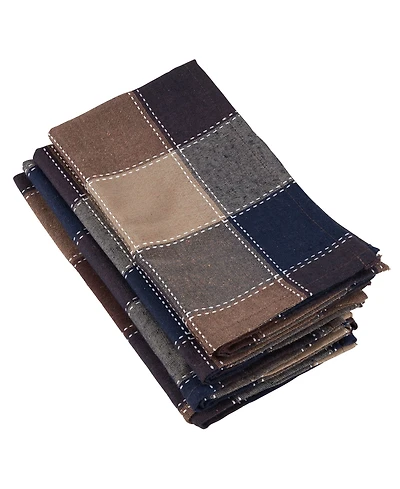 Saro Lifestyle Stitched Plaid Design Napkins, Set of 4