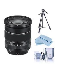 Fujifilm Xf 16-80mm f/4.0 R Ois Wr Lens, Bundle with Slik U8800L 3-Section Aluminum Tripod with Hybrid 3-Way Pan Head, Cleaning Kit, Microfiber Cloth