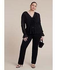 Eloquii Women's Smocked Sheer Blouse