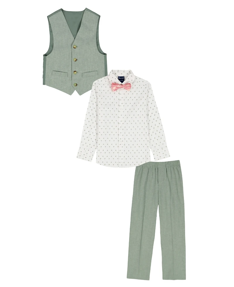 Nautica Boys' 2T-7 Long-Sleeve Shirt, Vest, Pant and Bowtie, 4-Piece Set