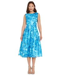 Tahari Asl Women's Embroidered Boat Neck Midi Dress