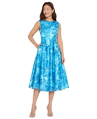 Tahari Asl Women's Embroidered Boat Neck Midi Dress