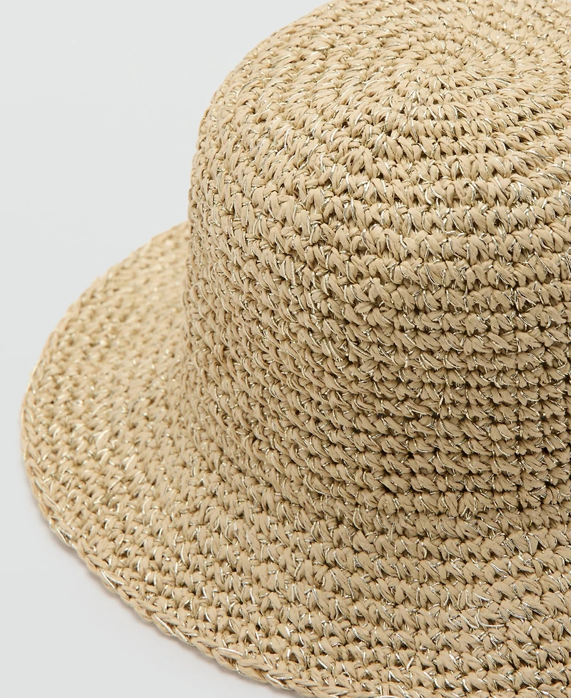Mango Women's Lurex Natural Fiber Bucket Hat