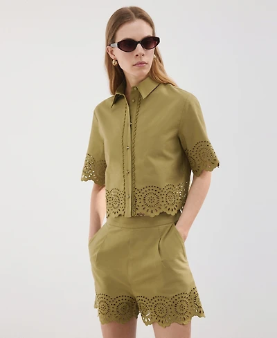 Mango Women's Embroidered Openwork Shorts