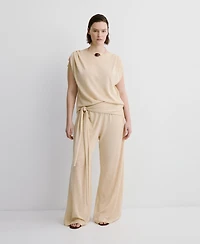 Mango Women's Knot Detail Fine-Knit Pants