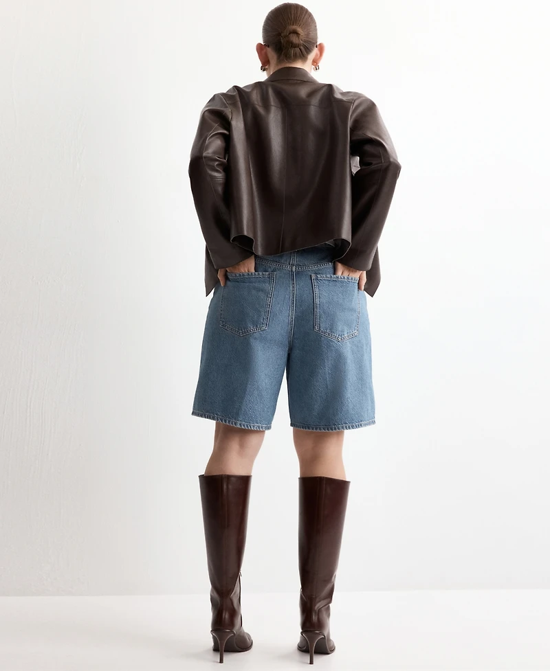 Mango Women's High-Waist Straight-Fit Denim Shorts