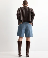 Mango Women's High-Waist Straight-Fit Denim Shorts