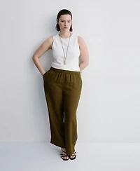 Mango Women's Straight Linen-Blend Pants
