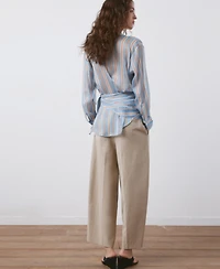 Mango Women's Scarf Detail Striped Shirt