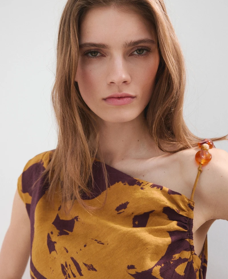 Mango Women's Printed Asymmetrical Dress