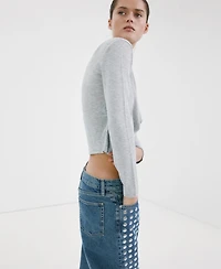 Mango Women's Studs Straight-Fit Jeans