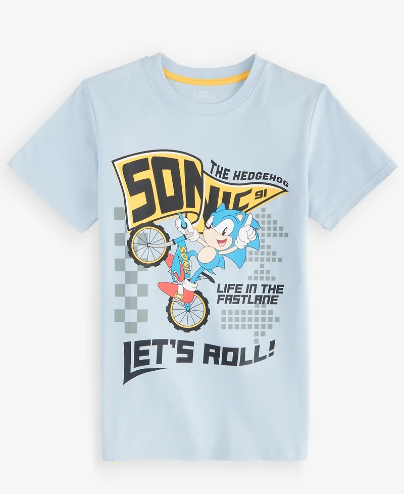 Epic Threads Boys' Xs-xl Sonic Let's Roll Short-Sleeve T-Shirt, Macy's Exclusive