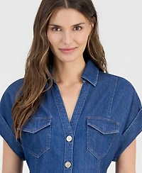 I.n.c. International Concepts Women's Cinched-Waist Denim Shirtdress, Macy's Exclusive