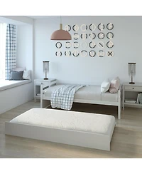 Sugift Twin Size Wooden Slat Trundle Platform