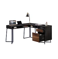 Sauder Canton Lane L Desk, Brew Oak finish