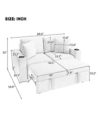 Streamdale Furniture Modern Loveseat Pull-out Sofa Bed 2-Seater Couch for Living Room
