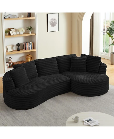 Streamdale Furniture Modern Curved L-Shape Luxury Sectional Sofa: Minimalist Comfy Sleeper Couch