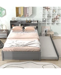 Streamdale Furniture Full Size Bed with Trundle and Bookcase Headboard