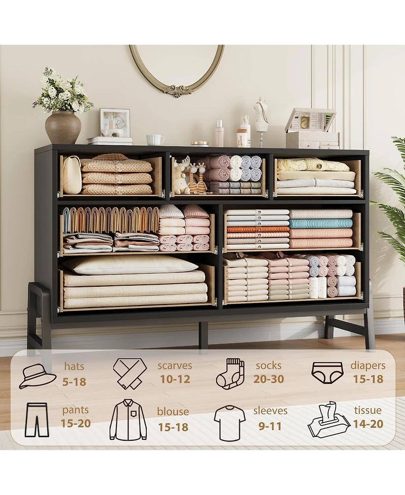 gaomon 7-Drawer Dresser for Bedroom, 52" Wide Freestanding Wooden Storage Chest