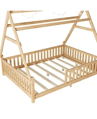 Streamdale Furniture House Bed with Light, Fence, and Roof