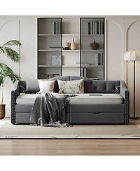 Streamdale Furniture Full Boucle Cloud Bed With Storage Drawers and Usb Charging
