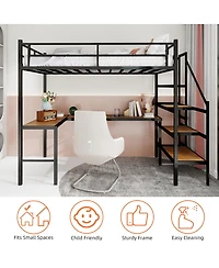 Streamdale Furniture L-Shaped Loft Bed With Stairs, Desk and Storage