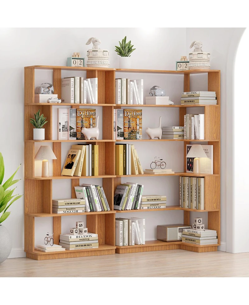 Streamdale Furniture Space-Saving Corner Bookshelf and Bookcase Set