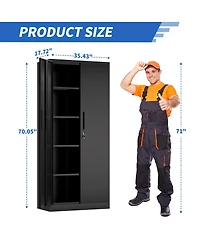 Streamdale Furniture 71"H Metal Garage Storage Cabinet with 4 Shelves and Lock