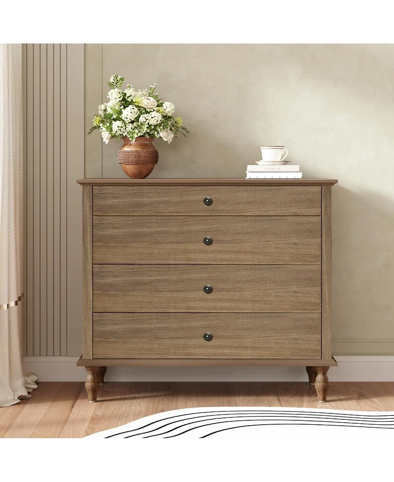 Streamdale Furniture 4-Drawer Chest with Solid Wood Foot