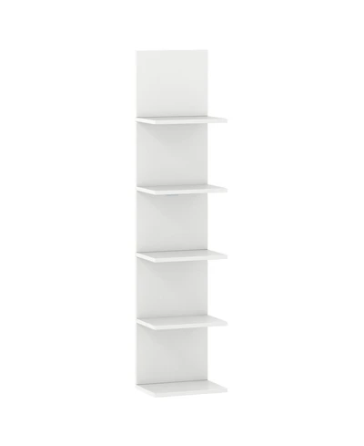 Slickblue 5 Tier Wall Shelf Unit with Wood Grain for Home Storage