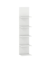 Slickblue 5 Tier Wall Shelf Unit with Wood Grain for Home Storage