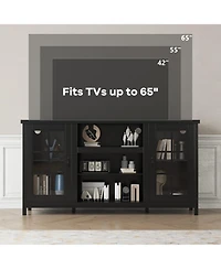 gaomon 59" Tv Stand for TVs up to 65", Wood Entertainment Center with Acrylic Doors, Shelves and Power Outlets