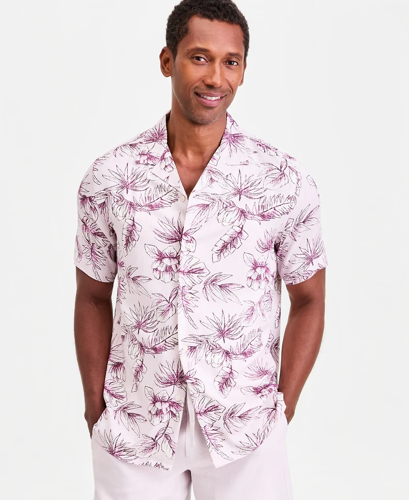 Club Room Men's Petal Paisley Silk Blend Short Sleeve Shirt, Macy's Exclusive - Print