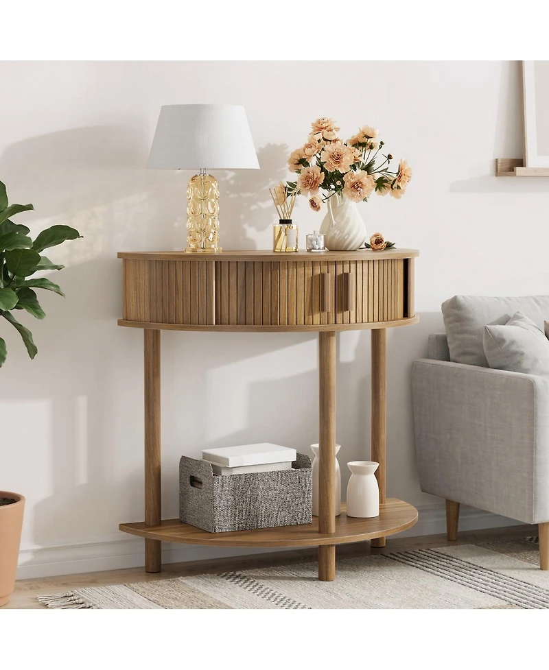 Streamdale Furniture Grooved Half-Moon Console Table
